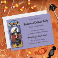 Art Nouveau Autumn Witch Pumpkins Purple Moon
