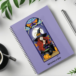 Art Nouveau Autumn Witch Pumpkins Purple Moon Planner