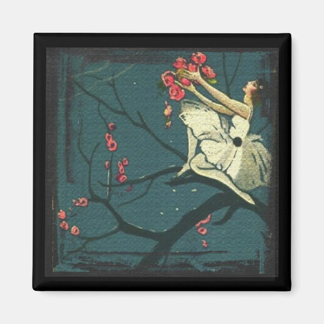 Art nouveau ballerina in a cherry tree magnet (Front)
