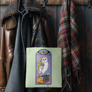 Art Nouveau Barn Owl Pumpkins Books Tote Bag