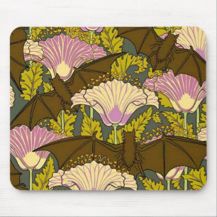 Art Nouveau Bats and Flowers Mouse Pad