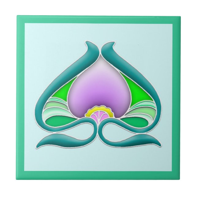 Art Nouveau beautiful flower Tile (Front)