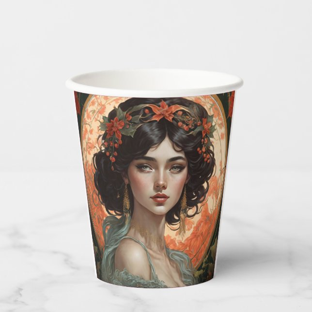 Art Nouveau Beauty No. 1  Paper Cups (Front)