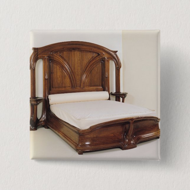 Art Nouveau bed, 1900 2 Inch Square Button (Front)