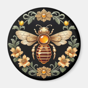 Art Nouveau Bee on Black Magnet