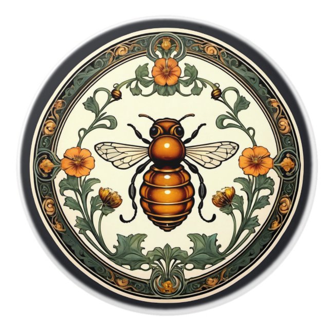 Art Nouveau Bee-utiful Ceramic Knob (Front)