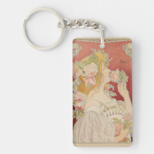 Art Nouveau Belle Époque Lady Roses Livemont Keychain