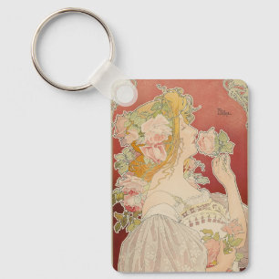 Art Nouveau Belle Époque Lady Roses Livemont Keychain