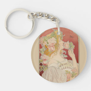 Art Nouveau Belle Époque Lady Roses Livemont Keychain