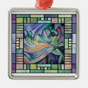 Art Nouveau Bellydance (Square) Metal Ornament