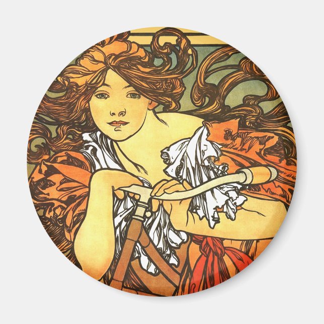 Art Nouveau Bicycle - Alphonse Mucha Magnet (Front)