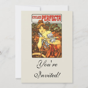Art Nouveau Bicycle Mucha Art Invitation