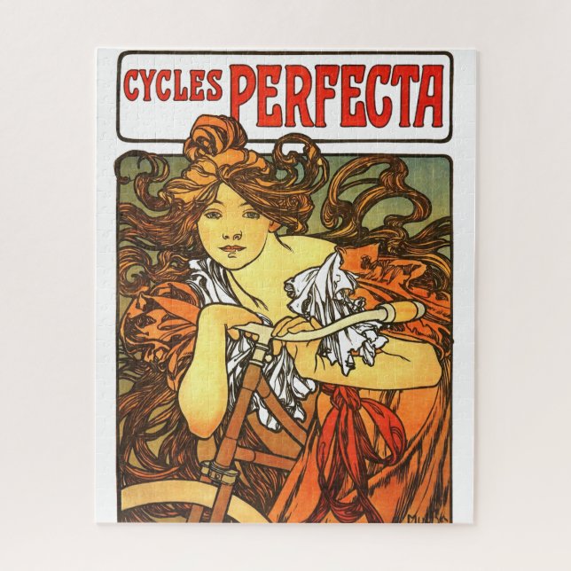 Art Nouveau Bicycle Mucha Art Jigsaw Puzzle (Vertical)