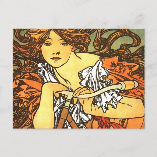 Art Nouveau Bicycle Mucha Art Postcard (Front)