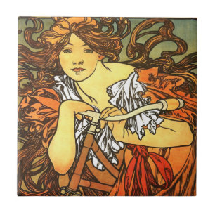 Art Nouveau Bicycle Mucha Art Tile