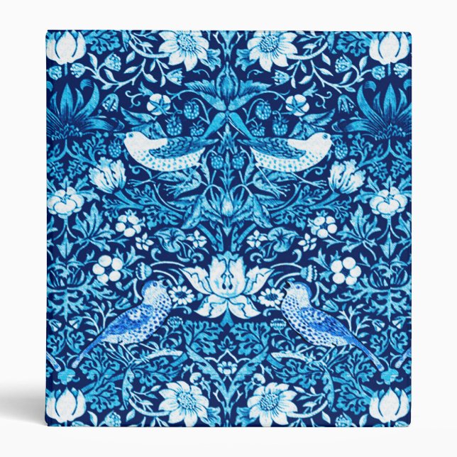 Art Nouveau Bird and Flower Tapestry, Dark Blue Binder (Front)