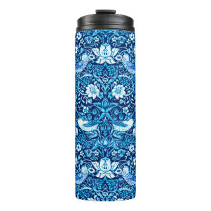 Art Nouveau Bird and Flower Tapestry, Dark Blue    Thermal Tumbler
