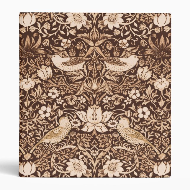 Art Nouveau Bird and Flower Tapestry, Dark Brown Binder (Front)