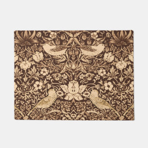 Art Nouveau Bird and Flower Tapestry, Dark Brown Doormat