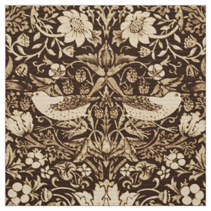 Art Nouveau Bird and Flower Tapestry, Dark Brown Fabric