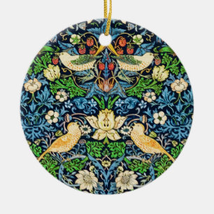 Art Nouveau Bird and Flower Tapestry Pattern  Ceramic Ornament
