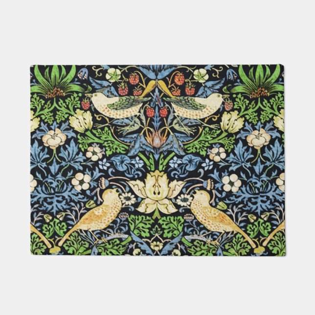 Art Nouveau Bird and Flower Tapestry Pattern Doormat (Front)