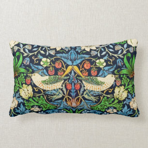 Art Nouveau Bird and Flower Tapestry Pattern Lumbar Pillow