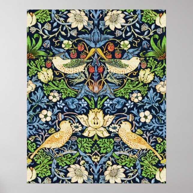 Art Nouveau Bird and Flower Tapestry Pattern Poster (Front)