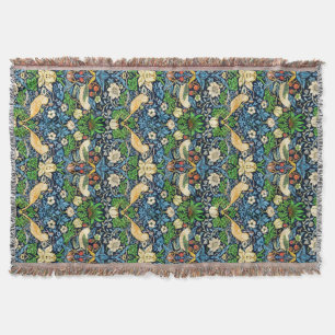 Art Nouveau Bird and Flower Tapestry Pattern Throw Blanket