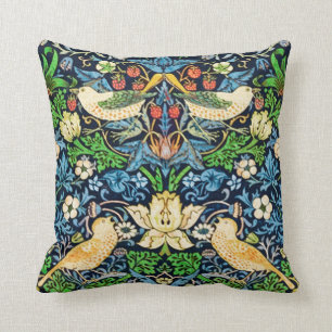 Art Nouveau Bird and Flower Tapestry Pattern Throw Pillow