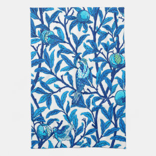 Art Nouveau Bird and Pomegranate, Cobalt Blue Kitchen Towel