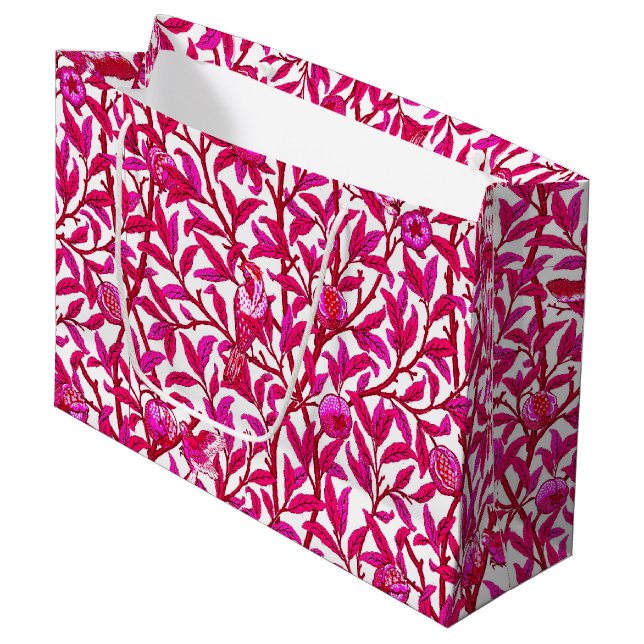 Art Nouveau Bird and Pomegranate, Fuchsia Pink   Large Gift Bag (Front Angled)