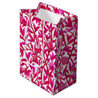 Art Nouveau Bird and Pomegranate, Fuchsia Pink  
