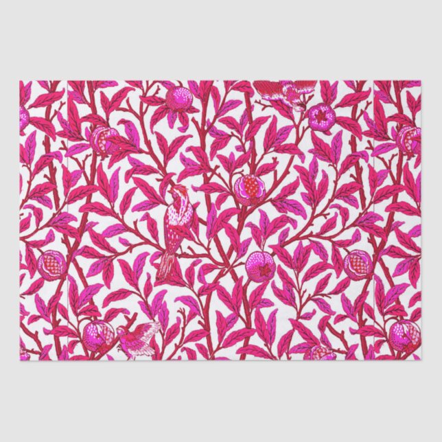 Art Nouveau Bird and Pomegranate, Fuchsia Pink Tissue Paper (Front)