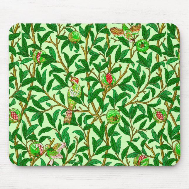 Art Nouveau Bird and Pomegranate, Lime Green  Mouse Pad (Front)