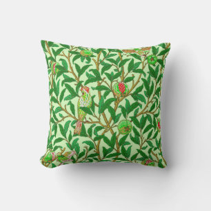 Art Nouveau Bird and Pomegranate, Lime Green Outdoor Pillow