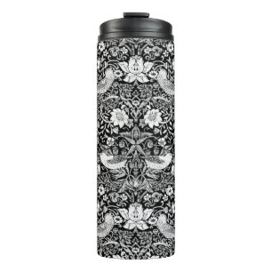Art Nouveau Bird & Flower Tapestry, Black & White Thermal Tumbler