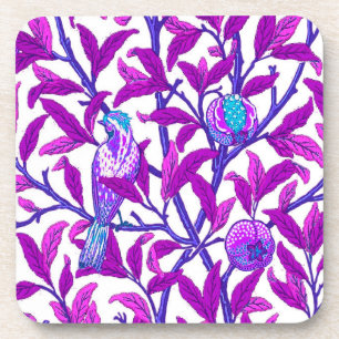 Art Nouveau Bird & Pomegranate, Amethyst Purple Coaster