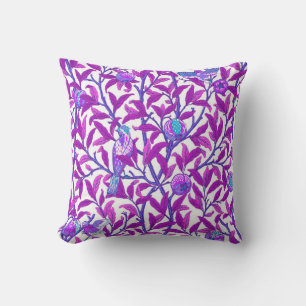 Art Nouveau Bird & Pomegranate, Amethyst  Purple Throw Pillow