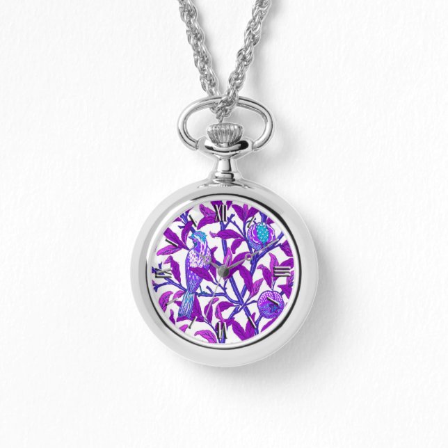 Art Nouveau Bird & Pomegranate, Amethyst  Purple Watch (Front)