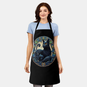 Art Nouveau Black Cat Celtic Apron