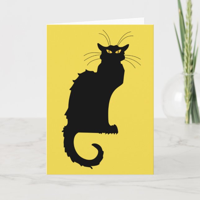Art Nouveau Black Cat Greeting Card (Front)