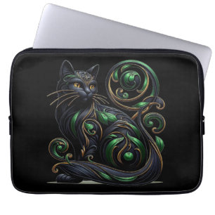 Art Nouveau Black Cat Laptop Sleeve