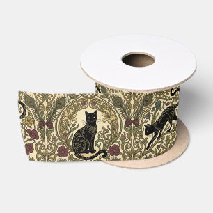 Art Nouveau Black Cats Satin Ribbon