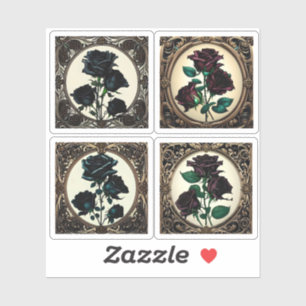 Art Nouveau Black Rose Sticker Collection