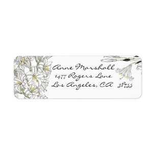 Art Nouveau Blanc Lily Fleurs Étiquette