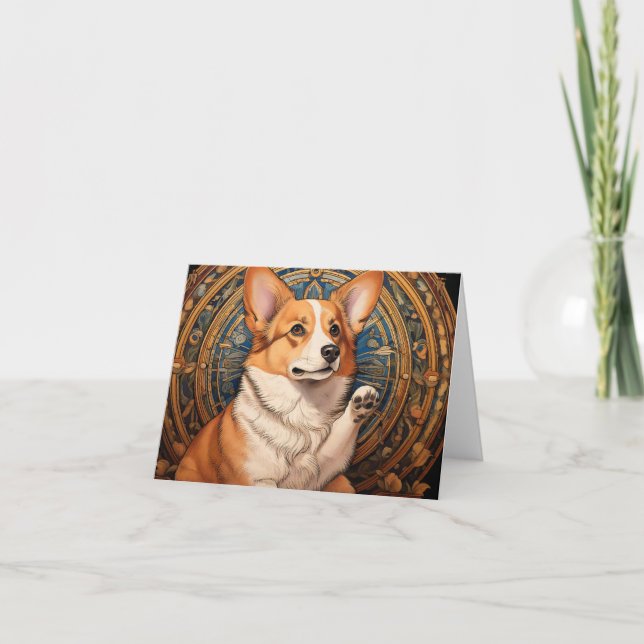 Art Nouveau Blank Corgi Thank You Cards (Front)