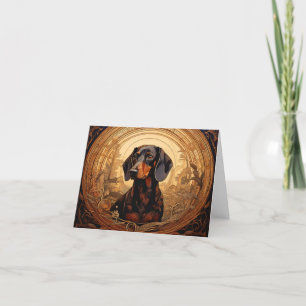 Art Nouveau Blank Dachshund Thank You Cards