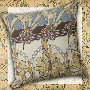 Art Nouveau Bloom & Line Throw Pillow