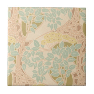 art nouveau blooming floral art tile